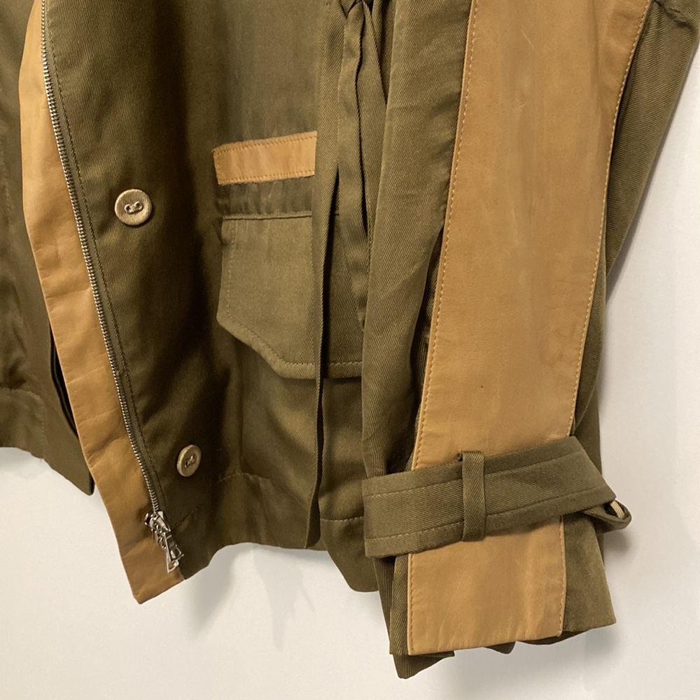 Veronica Beard Olive Utility Jacket with Tan Accents - Picture 3 of 9
